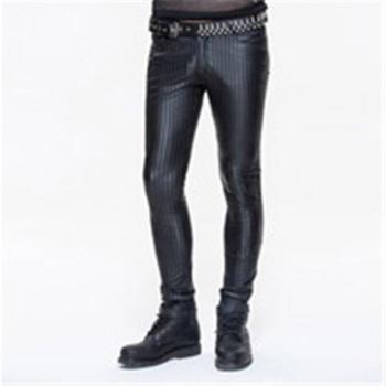 Pantalones retro de cuero negro para hombre
