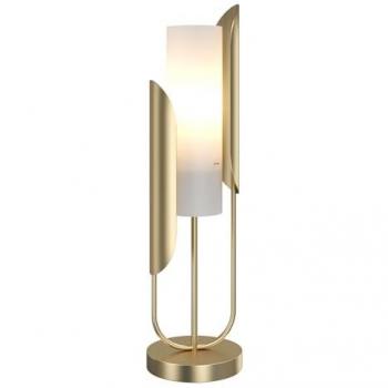 Lámpara de mesa y pie Ipresso dorada con pantalla de vidrio blanco