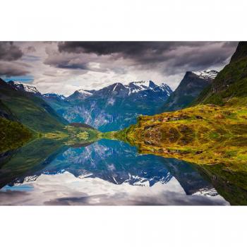 Meerblick Dorf Alpen – Vlies-Fototapete PaperMoon