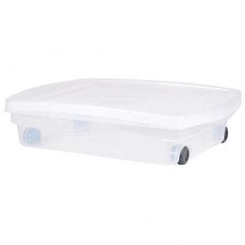 Coffre dessous de lit Eda plastique 40 L roulettes Naturel 68 x 48 x 17,5 cm