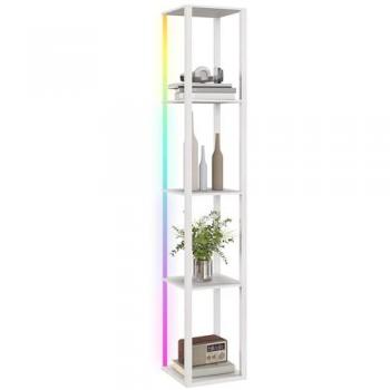 Luminous Room: RGB LED Floor Lamp with Shelves & Remote – White