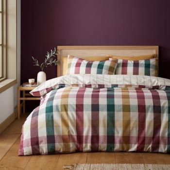 Catherine Lansfield Autumn Check King Duvet Set Plum