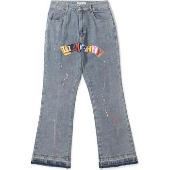 Hip Hop Patchwork Heren Denim Streetwear Broek