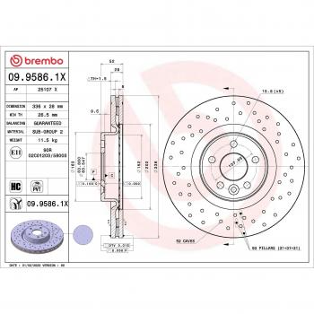BREMBO Disque de frein VOLVO 09.9586.1X 30736313