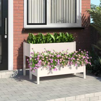 Jardinière en pin massif blanc 110x84x75 cm