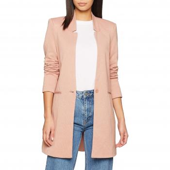 Vero Moda Vmjune W/l Long Blazer Dnm Noos, Abrigo para Mujer, Rosa (Misty Rose), 42