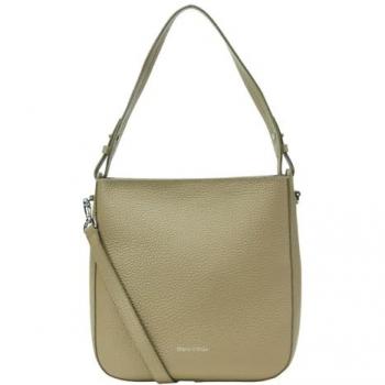 Marc O’Polo Umhängetasche aus genarbtem Rindleder – beige, kleine Hobo-Form