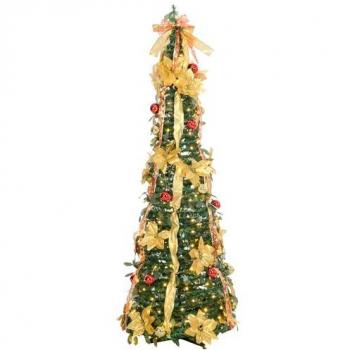 Albero Natalizio 180 cm Pieghevole, Luci LED Verde – HOMCOM