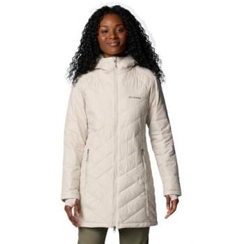 Abrigo Acolchado Heavenly™ para Mujer, Color Beige, Talla L, con Capucha Larga Columbia