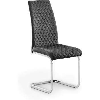 Set of 4 Calabria Velvet Grey Dining Chairs with Cantilever Design