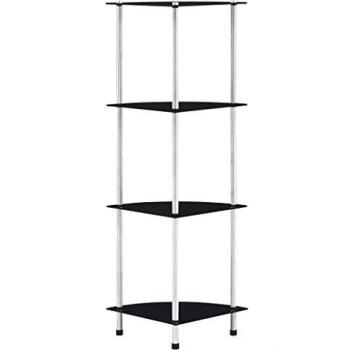 VidaXL 30x30x100 cm Black 4-Tier Tempered Glass Shelf