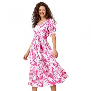 Roman Womens Floral Print Tiered Midi Dress