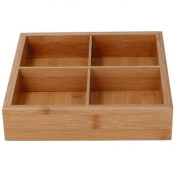 Natur Bambus Schubladen-Set – 21×21×4,8 cm