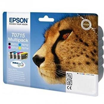 Epson T0715 Cheetah Black Cyan Magenta Yellow Standard Capacity Ink