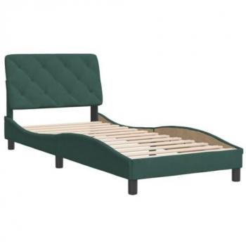 Cadre de lit vert foncé 90x190 cm en velours sans matelas