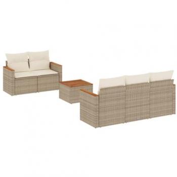 Vidaxl Canapés de patio beige à coussins 6 pièces – résine tressée