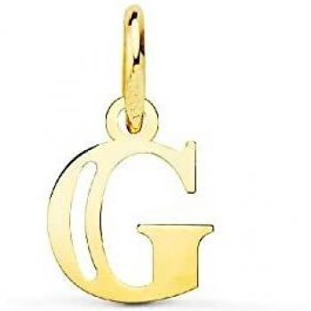Colgante en oro de 18k letra G mayúscula 11mm. doble tira calada lisa