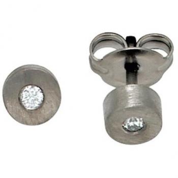 Jobo Damen Ohrstecker Titan matt 2 Diamanten 0,06ct