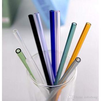 MIXIAO Glas‑Strohhalme Set – 21,5 cm Länge, 8 mm Durchmesser, 6 Stück + Bürste, BPA‑frei