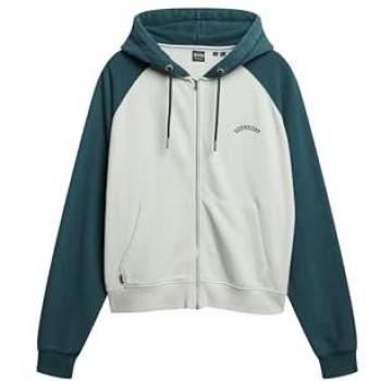 Superdry Damen Zip‑Hoodie mit Superdry-Logo – Essential, Raglanärmeln, Creme