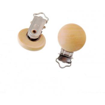 Clips Chupete Niño Bonitos Madera-Natural 4,4x2,9 cm