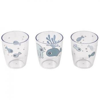 Done by Deer Yummy Mini Glas Sea Friends 3er-Set Blau