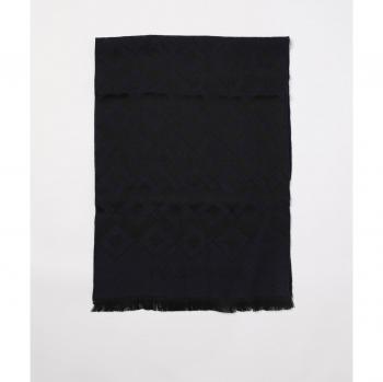 Armani Mens Blue Wool Scarf – One Size, Logo Design