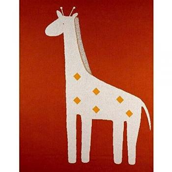 Couverture tricot 100 x 140 cm en jacquard BIO, ocre