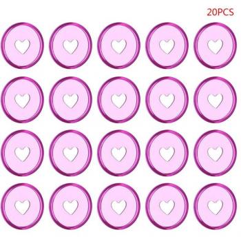 35mm Clear Plastic Heart Binder Rings, 20pcs