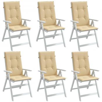 Outdoor Highback Chair Cushions 6 pcs Melange Beige Foam Fiber 47.2x19.7x1.6