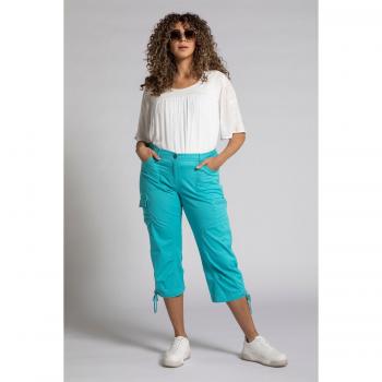 Pantaloni cargo elasticizzati a 7/8, Donna, Turchese, Taglia 56