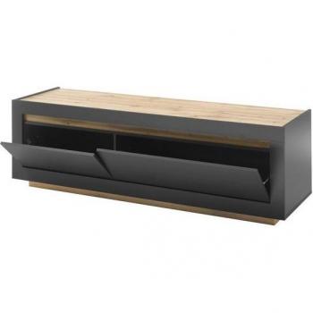 Furn.design TV‑Unterteil Rooky (Dunkelgrau + Eiche), 180 cm, 56 cm