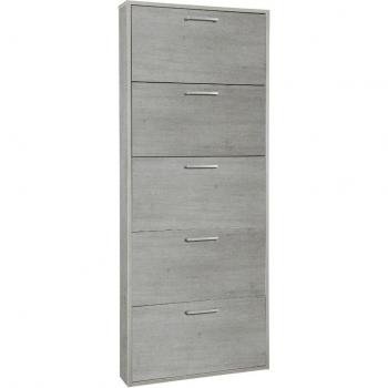 Scarpiera ingresso slim, 5 ante ribaltanti in legno certificato FSC – 65x15x164 cm