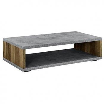 Table Basse Moderne MDF Acier Béton Bois 110cm x 60cm x 30cm