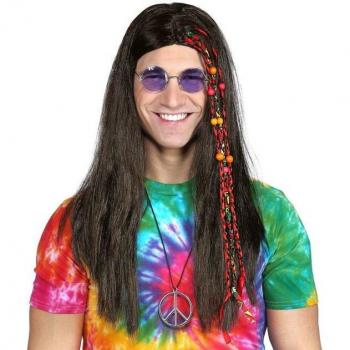 Retro Hippie Herrenperücke mit Perlen
