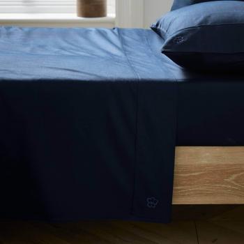Ted Baker Blaues Glanzbettblatt 100 % Baumwolle, flach