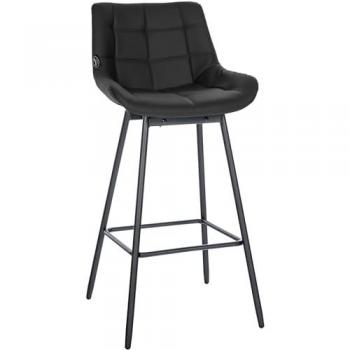 Stool de Barra Weston Giratorio, Negro y Simulacro de Cuero