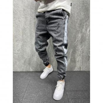 Men's Side Stripe Patchwork Denim Jeans