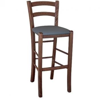 Tabouret Élégance Venezia H 73 Bois Noyer Similicuir Anthracite