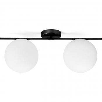 Horizontal Black 2-Bulb Ceiling Light by Sforzin