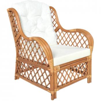 Canapé contemporain en rotin naturel avec coussins lin marron
