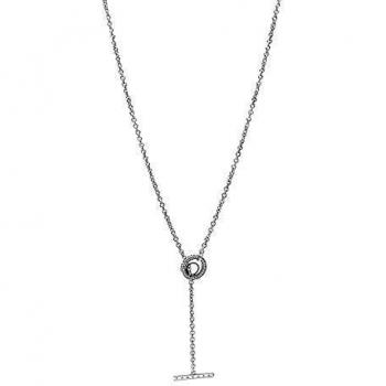 Collar Pandora en T y Logo Círculo en Pavé 399050C01