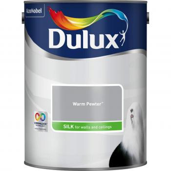 Dulux 5293120 Walls & Ceilings Silk Emulsion Paint, Warm Pewter, 5 Litre