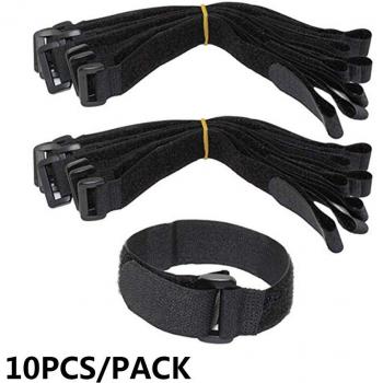 10Pcs Reusable Hook and Loop Cable Ties, 20x50cm, Nylon Bike Straps