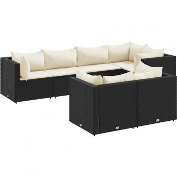 Set de mobilier de jardin 7 pcs résine tressée noire