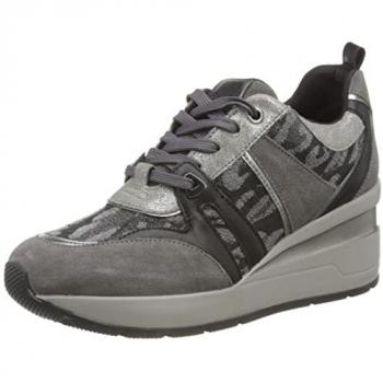 Geox Women's D Zosma B Dark Grey Suede Sports Sneakers
