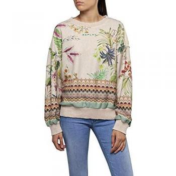 Sweat-Shirt Femme Replay W3114b.000.72050 Beige Lurex/Multicolor Flowers 10