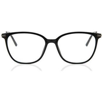 Lente Recetado Cuadrado en Acetato Negro, Montura Moderna Anti‑Azul – SmartBuy