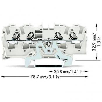 WAGO 2004-1408 4-Wire Shielded Terminal Block, White, Wire Sizes 0.5