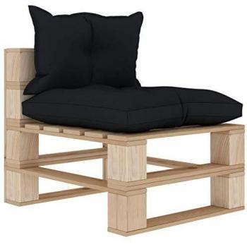 Gartengestell: vidaXL Holz-Paletten-Mittelsofa mit Kissen